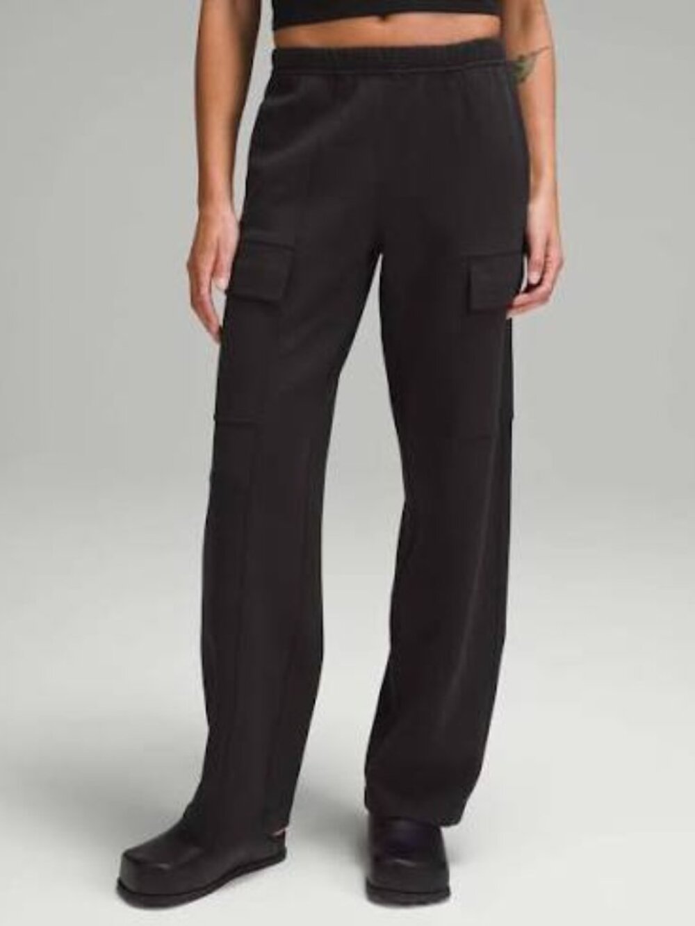 lululemon Cotton-Blend Double-Knit Mid-Rise Cargo Pant - Black